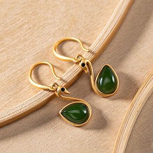 Load image into Gallery viewer, Lokaloca Natural Fine Jade Swan Drop-shaped Ladies Earrings
