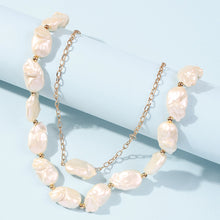 Load image into Gallery viewer, Double Layered Baroque Imitation Pearl Beaded Statement Necklae
