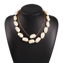 Load image into Gallery viewer, Double Layered Baroque Imitation Pearl Beaded Statement Necklae
