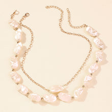 Load image into Gallery viewer, Double Layered Baroque Imitation Pearl Beaded Statement Necklae
