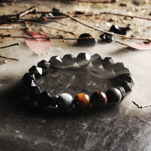 Load image into Gallery viewer, Handcrafted Facted Black Obsidian Eagle Eye Stone Beaded Energy Bracelet
