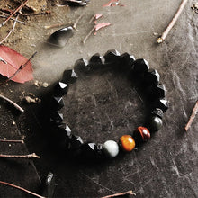 Load image into Gallery viewer, Handcrafted Facted Black Obsidian Eagle Eye Stone Beaded Energy Bracelet
