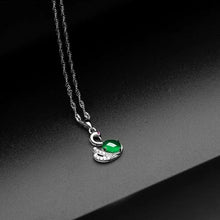 Load image into Gallery viewer, Lokaloca Natural Green Jade Chalcedony Swan Pendant 925 Silver Jewelry Necklace
