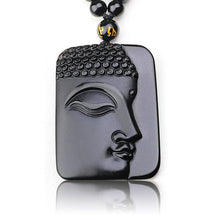 Load image into Gallery viewer, Handcrafted Natural Black Obsidian Buddha Sakyamuni Pendant Necklace
