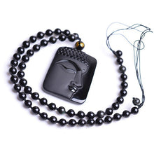 Load image into Gallery viewer, Handcrafted Natural Black Obsidian Buddha Sakyamuni Pendant Necklace
