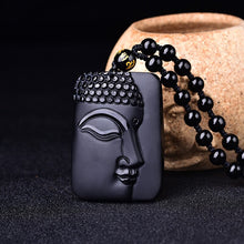 Load image into Gallery viewer, Handcrafted Natural Black Obsidian Buddha Sakyamuni Pendant Necklace
