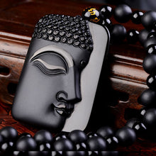 Load image into Gallery viewer, Handcrafted Natural Black Obsidian Buddha Sakyamuni Pendant Necklace
