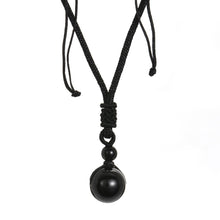 Load image into Gallery viewer, Minimalist Design Natural Black Obsidian Single Bead Pendant Necklace
