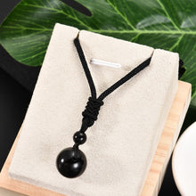 Load image into Gallery viewer, Minimalist Design Natural Black Obsidian Single Bead Pendant Necklace
