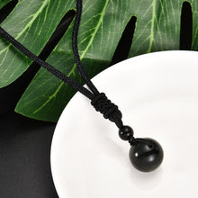 Load image into Gallery viewer, Minimalist Design Natural Black Obsidian Single Bead Pendant Necklace
