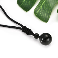 Load image into Gallery viewer, Minimalist Design Natural Black Obsidian Single Bead Pendant Necklace
