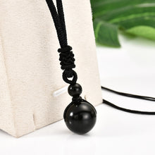 Load image into Gallery viewer, Minimalist Design Natural Black Obsidian Single Bead Pendant Necklace
