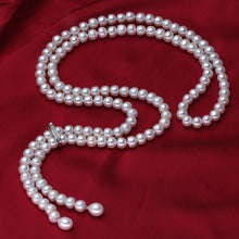 Load image into Gallery viewer, Natural White Freshwater Pearl Beaded Long Necklace for Ladies
