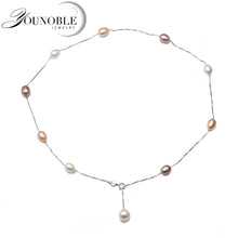 Load image into Gallery viewer, Natural Freshwater Pearl Beaded 925 Sterling Silver Chain Necklace for Ladies
