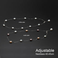 Load image into Gallery viewer, Natural Freshwater Pearl Beaded 925 Sterling Silver Chain Necklace for Ladies
