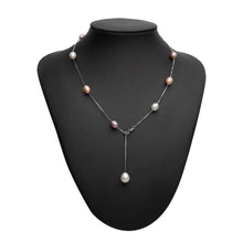 Load image into Gallery viewer, Natural Freshwater Pearl Beaded 925 Sterling Silver Chain Necklace for Ladies
