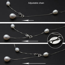 Load image into Gallery viewer, Natural Freshwater Pearl Beaded 925 Sterling Silver Chain Necklace for Ladies
