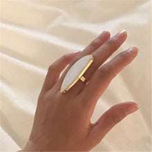 Load image into Gallery viewer, Handmade Minimalist Imitation Shell Pearl Geometry Flat Charm Ring Woman Ring
