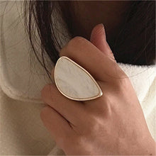 Load image into Gallery viewer, Handmade Minimalist Imitation Shell Pearl Geometry Flat Charm Ring Woman Ring
