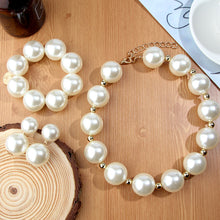 Load image into Gallery viewer, 3Pcs/Set Luxury Big Pearl Beaded Necklace Bracelet Earrings Set
