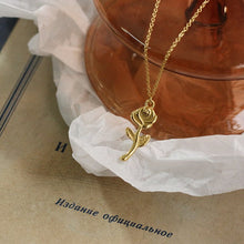 Load image into Gallery viewer, French Design Elegant Rose Pendant Necklace Clavicle Chain Titanium Steel Plated 18 Gold
