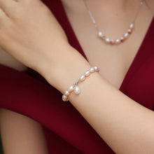 Load image into Gallery viewer, Natural Freshwater Baroque Pearl Beaded Bracelet 925 Sterling Silver Charm Bracelet
