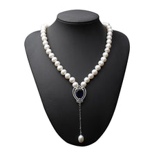 Load image into Gallery viewer, Luxury Natural Big Size Freshwater Pearl Sapphire Crystal Pendant Necklace for Ladies
