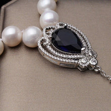 Load image into Gallery viewer, Luxury Natural Big Size Freshwater Pearl Sapphire Crystal Pendant Necklace for Ladies
