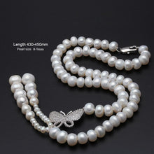 Load image into Gallery viewer, Natural Freshwater Pearl Beaded 925 Silver Butterfly Pendant Necklace for Ladies
