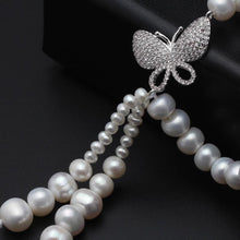 Load image into Gallery viewer, Natural Freshwater Pearl Beaded 925 Silver Butterfly Pendant Necklace for Ladies
