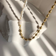 Load image into Gallery viewer, Mellifluous Half Natural Pear Beads Half 8K Gold Plated Titanium Steel Choker Necklace
