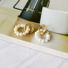 Load image into Gallery viewer, Effervescence Minimalist Baroque Pearls Circle Hoop Earrings
