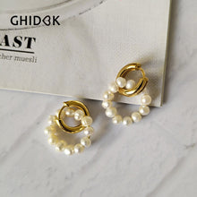 Load image into Gallery viewer, Effervescence Minimalist Baroque Pearls Circle Hoop Earrings
