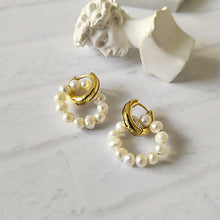 Load image into Gallery viewer, Effervescence Minimalist Baroque Pearls Circle Hoop Earrings
