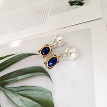 Load image into Gallery viewer, Rendezvous Lapis Lazuli Baroque Pearl Chic Stud Earrings
