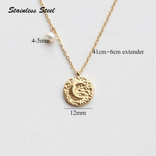 Load image into Gallery viewer, Moonlight Natural Pearl Charm Crescent Coin Pendant Necklace
