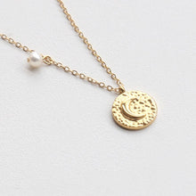 Load image into Gallery viewer, Moonlight Natural Pearl Charm Crescent Coin Pendant Necklace
