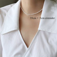 Load image into Gallery viewer, Alphabet A-Z Pendant 18K Gold Plated Titanium Steel Natural Pearl Beaded Choker Necklace
