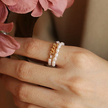 Load image into Gallery viewer, Renaissance Natural Pearl Beaded Chain Ring
