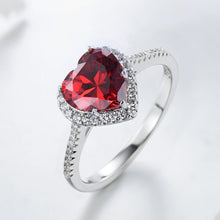 Load image into Gallery viewer, 925 Silver Inlaid Natural Garnet Gemstone Heart Shaped Love Romantic Ring Women&#39;s Luxury Jewelry
