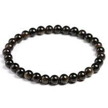 Load image into Gallery viewer, Natural Golden Black Obsidian 6/8/10/12mm Chakra Wrist Mala Beaded Bracelet
