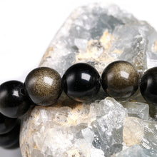 Load image into Gallery viewer, Natural Golden Black Obsidian 6/8/10/12mm Chakra Wrist Mala Beaded Bracelet
