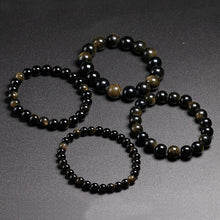 Load image into Gallery viewer, Natural Golden Black Obsidian 6/8/10/12mm Chakra Wrist Mala Beaded Bracelet
