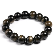 Load image into Gallery viewer, Natural Golden Black Obsidian 6/8/10/12mm Chakra Wrist Mala Beaded Bracelet
