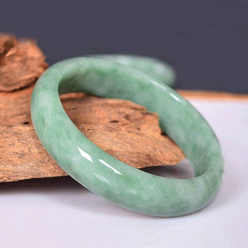 Lokaloca Handcrafted Genuine Natural Green Jade Bangle Bracelet