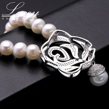 Load image into Gallery viewer, Natural Freshwater Pearl Beaded Camellia Pendant Necklace for Ladies
