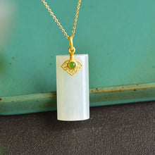 Load image into Gallery viewer, Gilt Inlaid Natural Fine White Jade Pendant Necklace Exquisite Luxury Women&#39;s Jewelry
