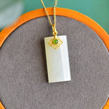 Load image into Gallery viewer, Gilt Inlaid Natural Fine White Jade Pendant Necklace Exquisite Luxury Women&#39;s Jewelry
