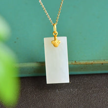 Load image into Gallery viewer, Gilt Inlaid Natural Fine White Jade Pendant Necklace Exquisite Luxury Women&#39;s Jewelry
