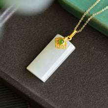 Load image into Gallery viewer, Gilt Inlaid Natural Fine White Jade Pendant Necklace Exquisite Luxury Women&#39;s Jewelry
